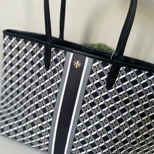 Tory Burch Geo Logo black large tote